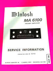 McIntosh MA6100 Service Manual – GREAT CONDITION