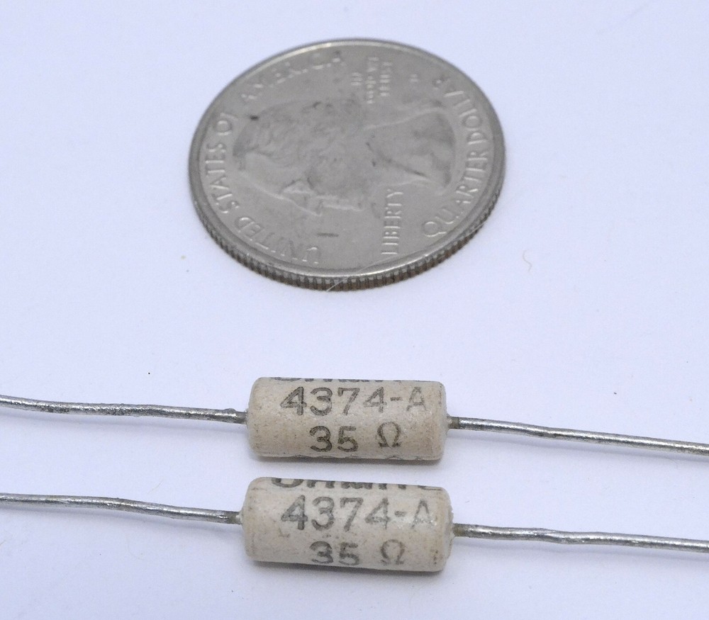 35 OHM 3 1/4 (3.25) WATT QTY-2 OHMITE WIRE WOUND TUBE AMP MIXER RESISTORS