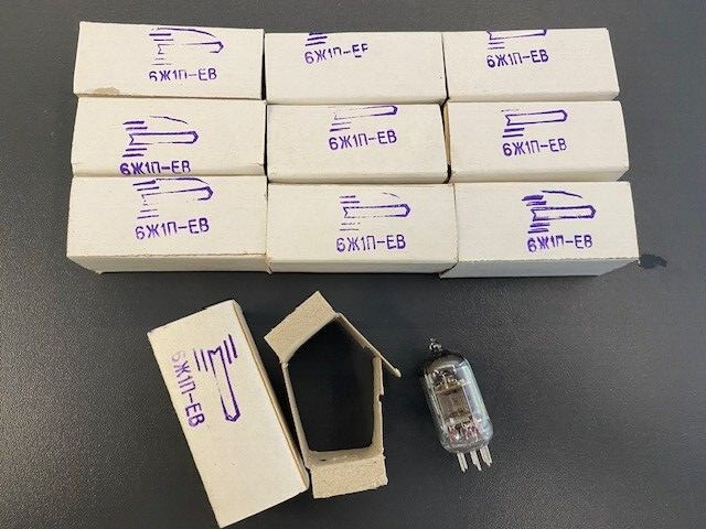 6J1P-EV (EF95 6F32 6AK5) VHF pentode tube. Gold-Platinum grid! NOS! Lot of 10pcs