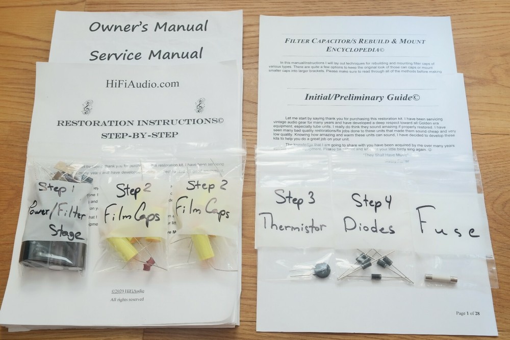Lafayette KT-550 amplifier rebuild restoration Capacitor Kit repair instruction