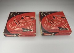 2 Schneider Magnet Band Spule 8 w/ Boxes GERMANY Vintage Radio Spool 3″