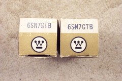 2, NEW, Westinghouse 6SN7GTB, TALL bottle, 1964, matching pair, 6SN7GT