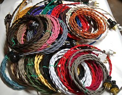 8′ Twisted Cloth Covered Wire & Plug, Vintage Light Rewire Kit, Lamp Cord, rayon