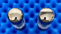 TWO GE 6CA7 EL34 Tubes /Amplitrex 👍/ STRONG PLATE CURRENTS / OO Disc Getter ’83