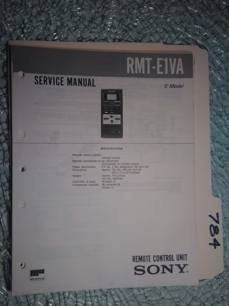 Sony rmt-e1va service manual original repair book remote control unit