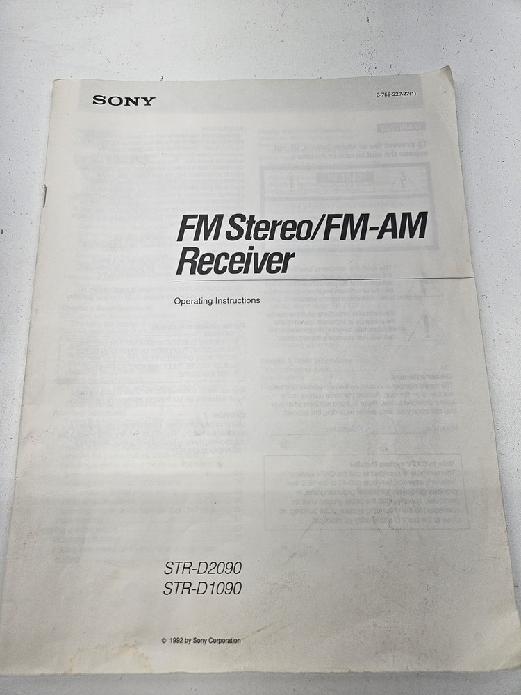 Sony STR-D2090,STR-D1090 user Manual