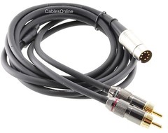 10ft 7-Pin Din Plug to 2RCA Plug Premium Grade Audio Cable BO-2710