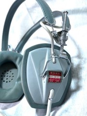 Vintage 1960s Sony DR-3C Stereo Headset Headphones Japan MCM Retro Mid-Century