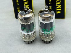 (2) Sylvania JAN-12AX7WA Mil Spec Tubes Gray Plate O Getters Tests Strong TV-7BU