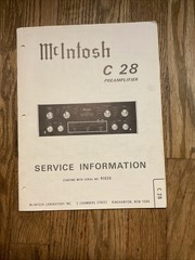 McIntosh C28 Preamplifier Service Information & Bulletin (SN start w/91X50) OEM
