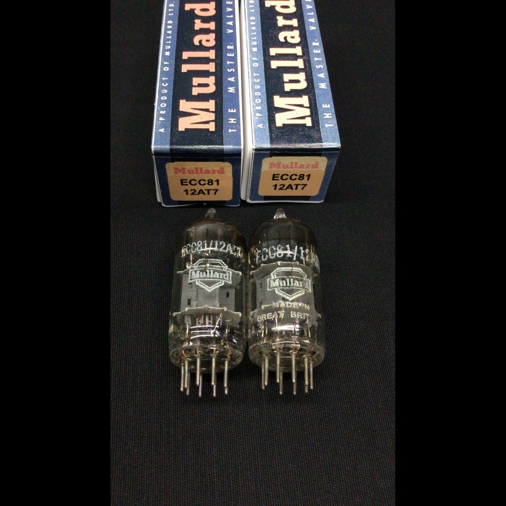 MATCHED PAIR MULLARD 12AT7 ECC81 Shield Logo GT Britain VACUUM TUBES 10.9883
