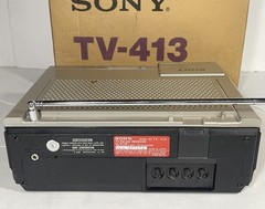 Vintage Sony TV 413 Mini Black & White FM/AM Television + Box & Power Supply