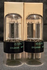 SYLVANIA 6SN7 GTB TUBE 1968 CHROME TOP HALO BLACK V PLATES MATCHED SET