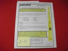 1988 ANTRON 99 OMNIDIRECTIONAL BASE STATION C.B. ANTENNA INSTRUCTION MANUAL +++