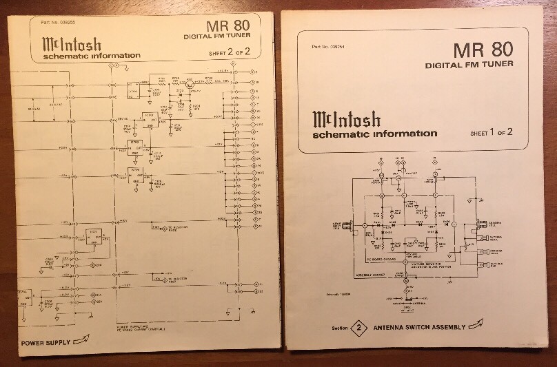 MCINTOSH MR80 DIGITAL TUNER ORIGINAL SCHEMATIC INFORMATION P236