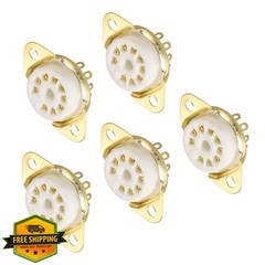 MECCANIXITY 3pk 9-Pin Ceramic Tube Sockets GZC9-D-G
