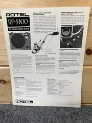 ⭐️Original Rotel RP-5300 Stereo Turntable Dealer Sales Brochure Very Nice!⭐️