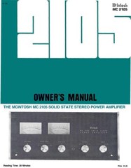 McIntosh MC 2105 Owner’s PDF FILE! Instructions + Service Manual MC2105