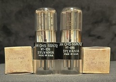 SYLVANIA 6SN7 GT VT-231 TUBE JAN CHS 1940s TOUGH DOG WHITE LABEL MATCHED SET