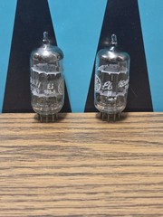 12AX7 ECC83 GE Tube Pair Gray Plate O Get Guitar Tube Amp TV7 Tested Strong 87%