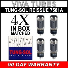 Brand New Tung-Sol Reissue 7581A KT66 Current Matched Quad (4) Vacuum Tubes
