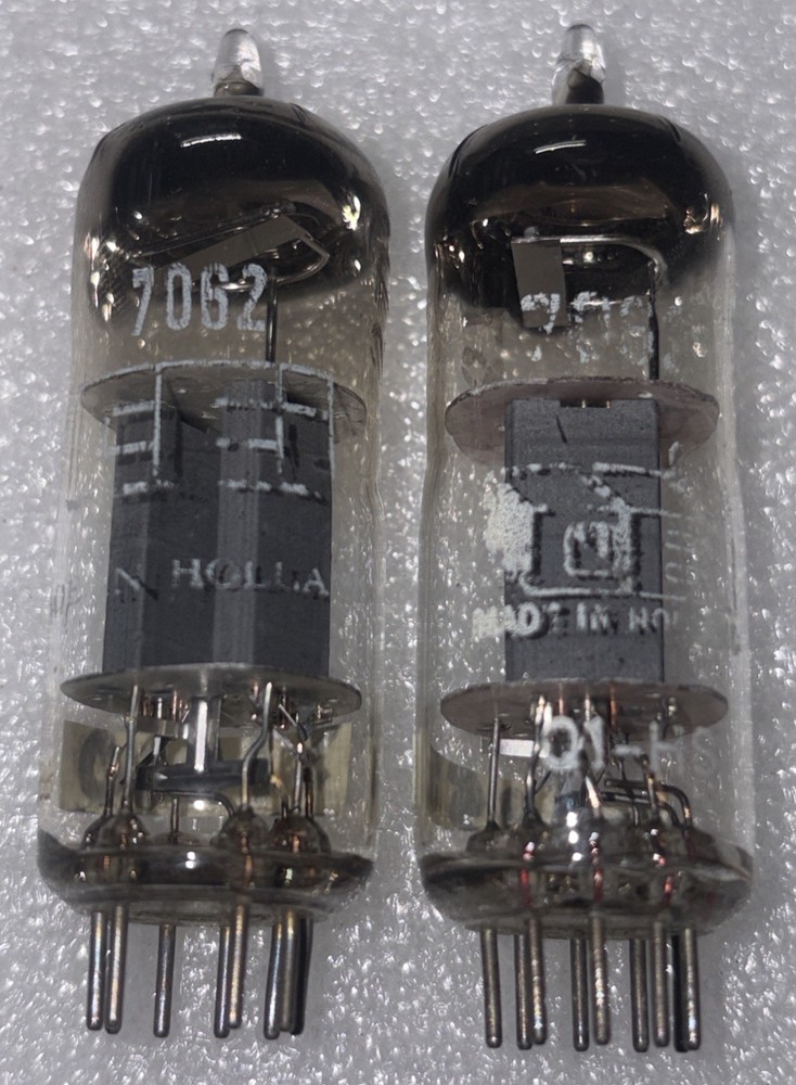 Matched Pair Amperex E180CC 7062 Pinch Waist Foil D Getter Tube TV7 Strong #5