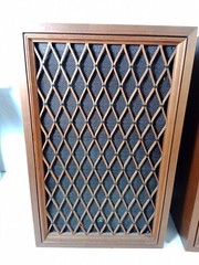 Pair of Vintage Pioneer CS-99 Stereo Floor Speakers Wood Cabinets Lattice Grills