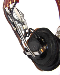 WWII MURDOCK TYPE P-23 AVIATION HEADPHONES! HB-7 HEADBAND! 1/4″ PLUG/RUBBER PAD