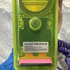 Vintage Swatch Twin Phone Deluxe Clear Neon Green Purple Cord 1989 Swiss Design