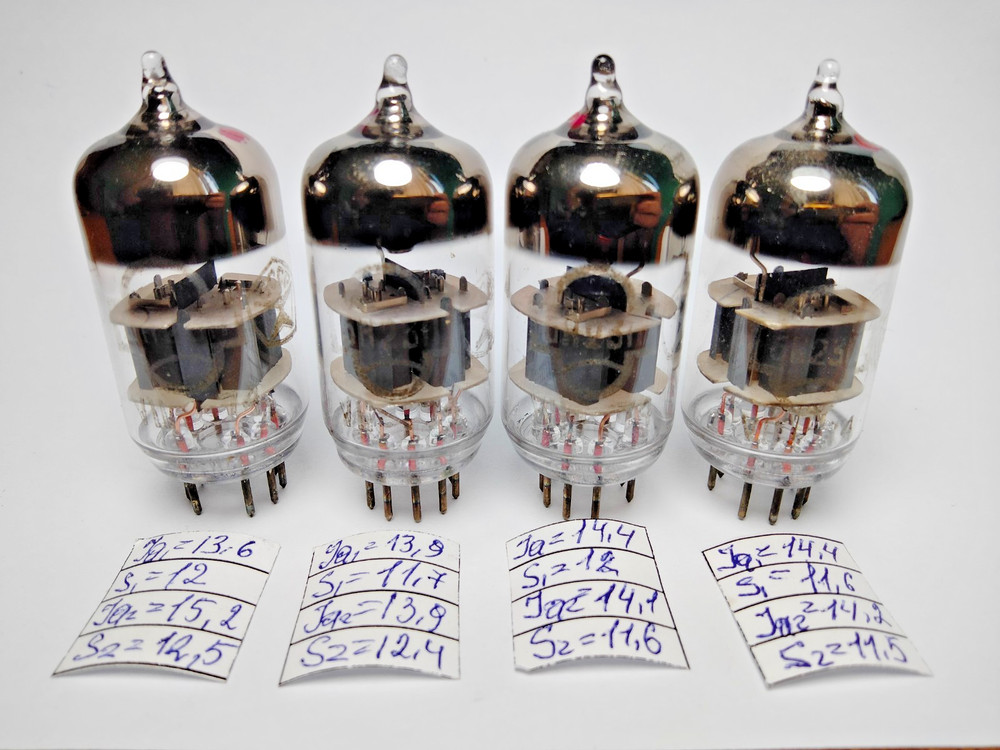 4 pcs NEW 6N23P/ECC88/6DJ8 Reflector ’74 SWGP Gray Shields Matched Quad 07.1974