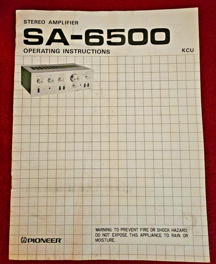 Vintage 1970s Pioneer Original Operating Instructions SA-6500 Stereo Amplifier