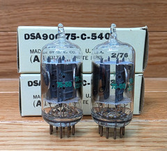 2- GE JAN 5965A 12AT7 Vacuum Tube Tested NOS/NIB Clear Top Side Getter Matched