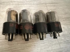 NOS Matched Quad GE 6SN7 GTB Red Label Side Getters OLD STOCK 60s