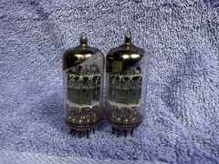Matched Pair Vintage Matsushita 12AX7 ECC83 Ribbed Plate Tubes Tested Strong