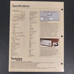 Vintage 1973 Technics SA-5400X Receiver Original Sales Brochure Fold-Out Rare