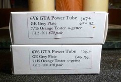 Pair GE Grey Plate 6v6 GTA Power Tubes 7/15 on the Orange Tester