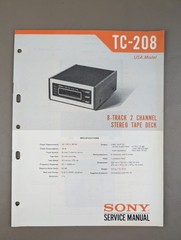 Sony TC-208 8 Track 2 Channel Stereo Tape Deck D-1185