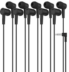 Earbuds in-Ear Stereo Headphones for School Classroom, Library, 5 Pack Black