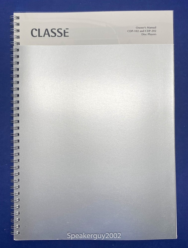 Original Classe Audio CDP-120 CDP-202 Disc Player Owners Manual