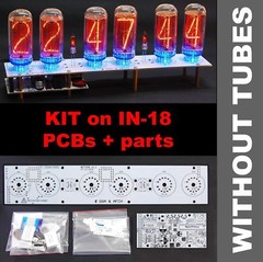 Nixie Tube Clock KIT DIY IN-18 PCB+All Parts Arduino comp. 12/24H WITHOUT TUBES