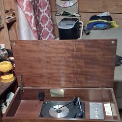 Mid Century Modern Stereo Cabinet Phono wood console vintage Kuba West German