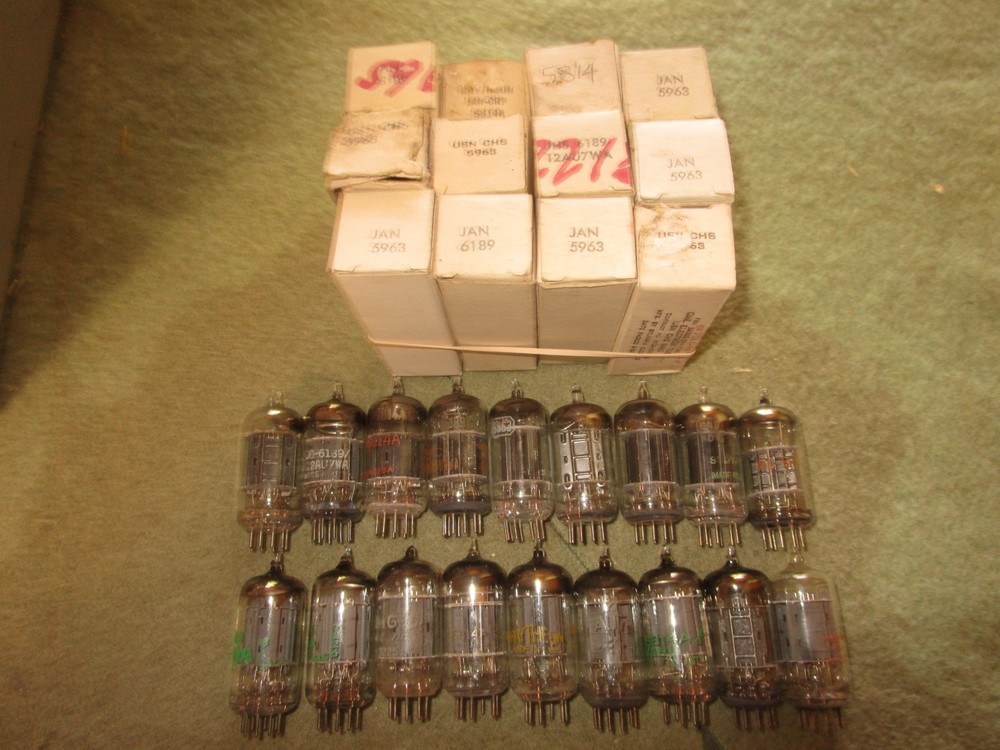 (12) NOS NIB Sylvania & Other 5963 & 5814A & 6189 & (18) Used Audio Tubes