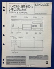 Original Kenwood CD-423M 423M-S 424M DPF-J3030 J5030 CD Player Service Manual