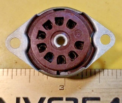 Sylvania® Micanol 9 Pin Tube Socket • Bottom • 3/4″ Hole • 1-1/8″ Hole Centers