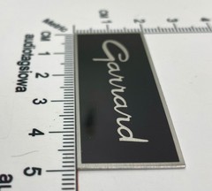 Garrard Badge Logo Custom Made Black & Silver Aluminum Self Stick