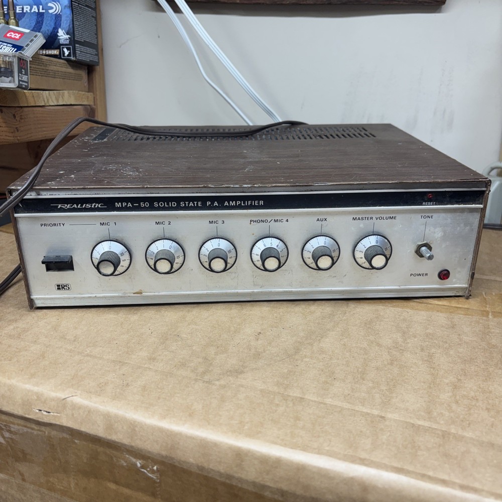 Vintage Realistic MPA-50 Solid State P.A Amplifier. Tested.nice!