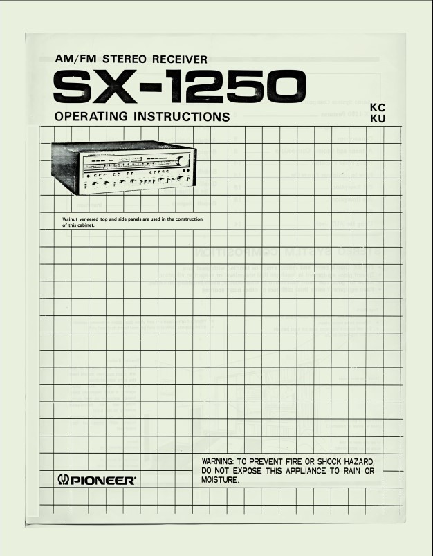 Pioneer SX-1250 Receiver Instruction / Owner’s Manual / Operating Instructions