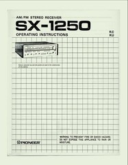 Pioneer SX-1250 Receiver Instruction / Owner’s Manual / Operating Instructions