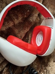 Vtg Zenith Headphones space age MCM White Red cord Japan