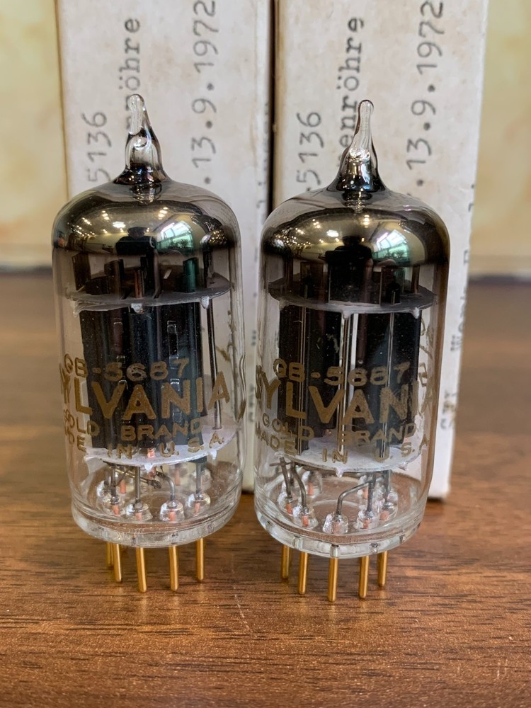 2 Tubes 5687-GB Sylvania Gold Pin – NOS NIB – Matched Pair – Same lot (Rare)